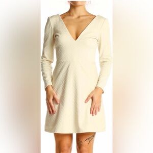 Cooperative Cream Long Sleeve V-Neck Dress